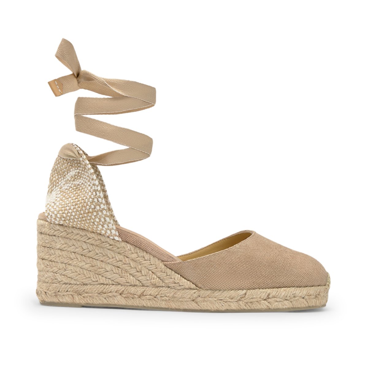 Espadrilles compensées à lacets avec plateforme tressée CARINA PLATFORM sable, CASTANER