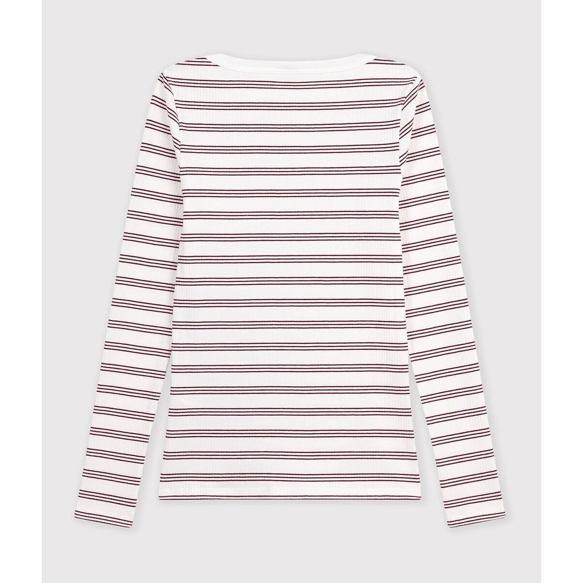 Gestreiftes Shirt Iconique aus Baumwolle mit U-Boot-Ausschnitt weiss/schwarz, PETIT BATEAU