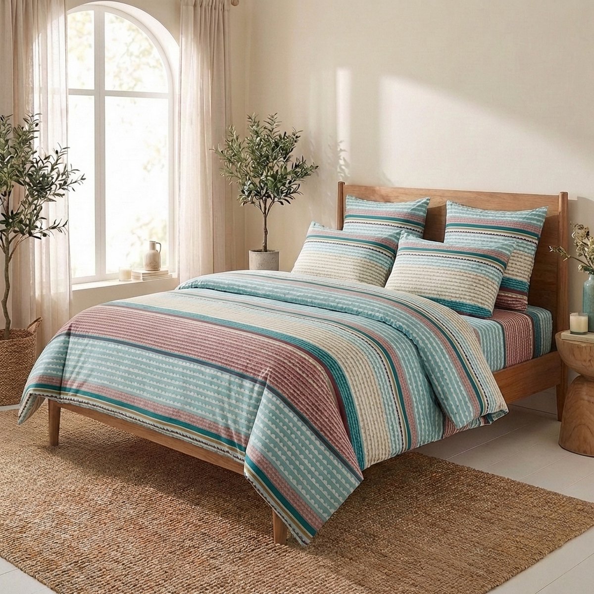 Parure de lit imprimée en 100% Coton Scandi Stripes scandi stripes, EDEN