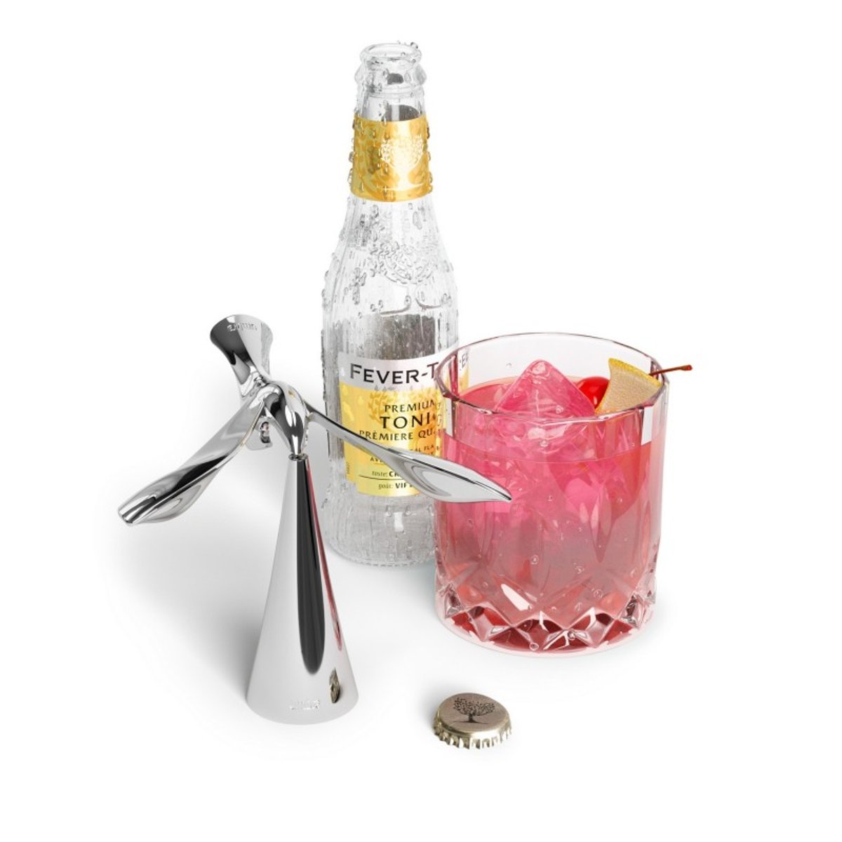 Décapsuleur de bouteille design original métal  TIPSY argent, UMBRA