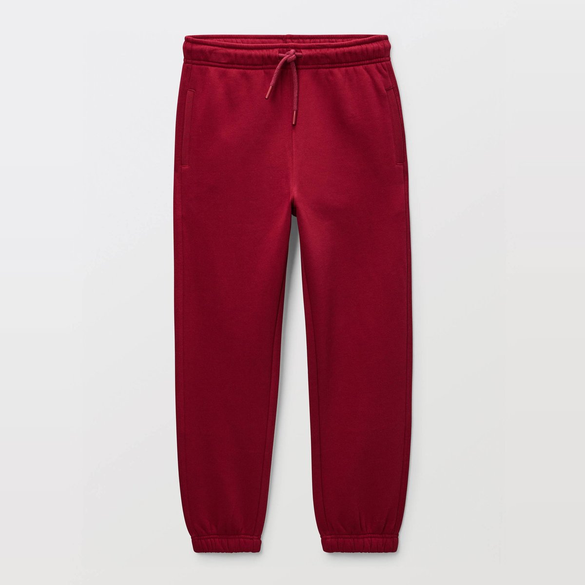 Jogging avec cordon à la taille uni en coton BIO bordeaux, MONOPRIX