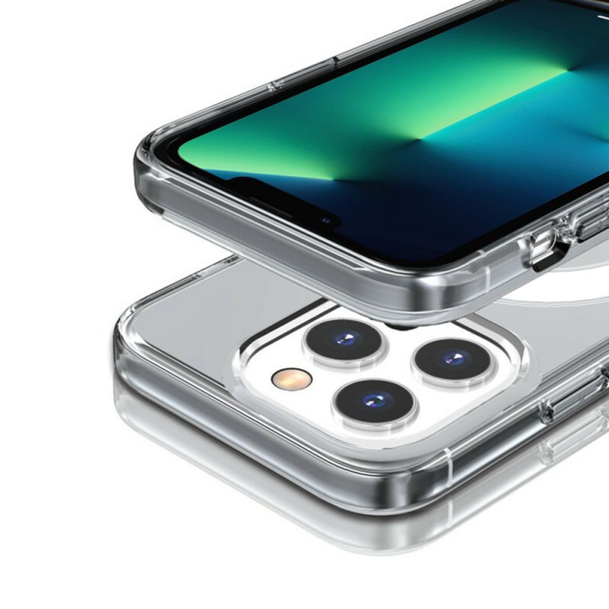 Coque Anti-choc compatible Magsafe pour iPhone 13 Pro Max Transparente + 2 vitres transparent, EVETANE
