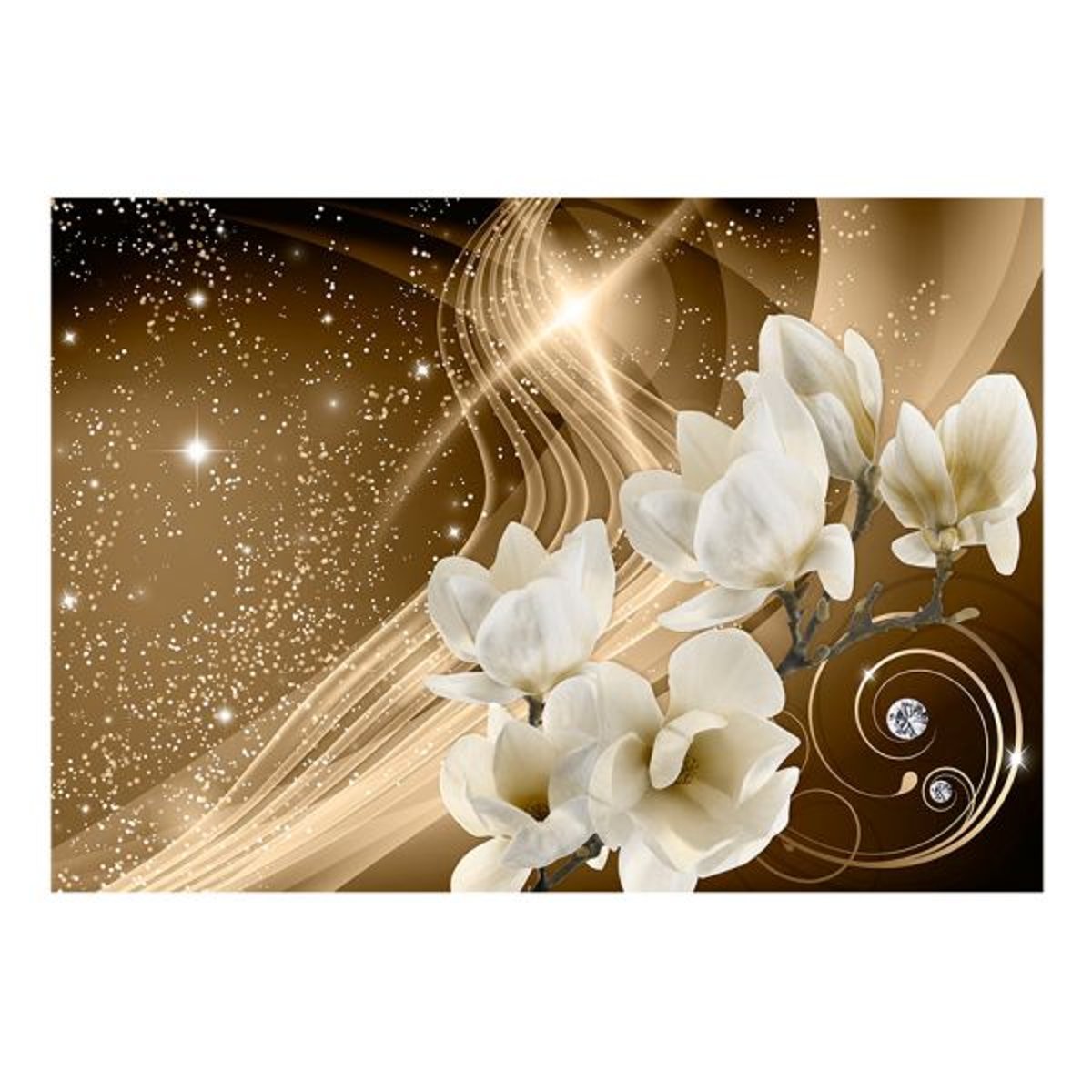 Papier peint intissé panoramique Fleurs Golden Milky Way jaune / doré, EDEN