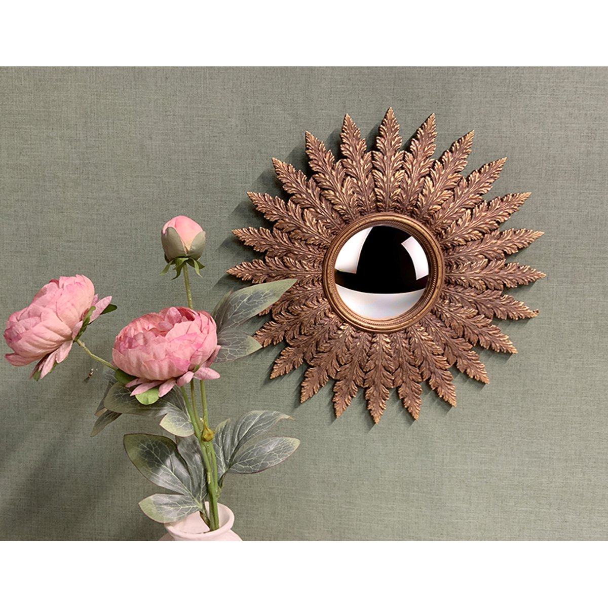 Miroir convexe plumes 40cm or, EMDE