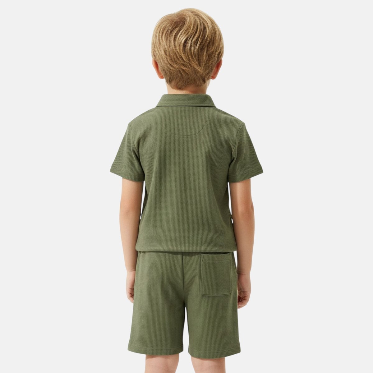 Ensemble chemise manches courtes et short assorti, poche poitrine RIVIERA vert kaki, LEE COOPER