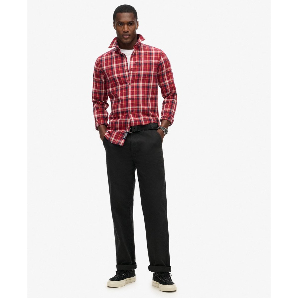 Chemise à carreaux Vintage en coton bio rouge montauk à carreaux, SUPERDRY