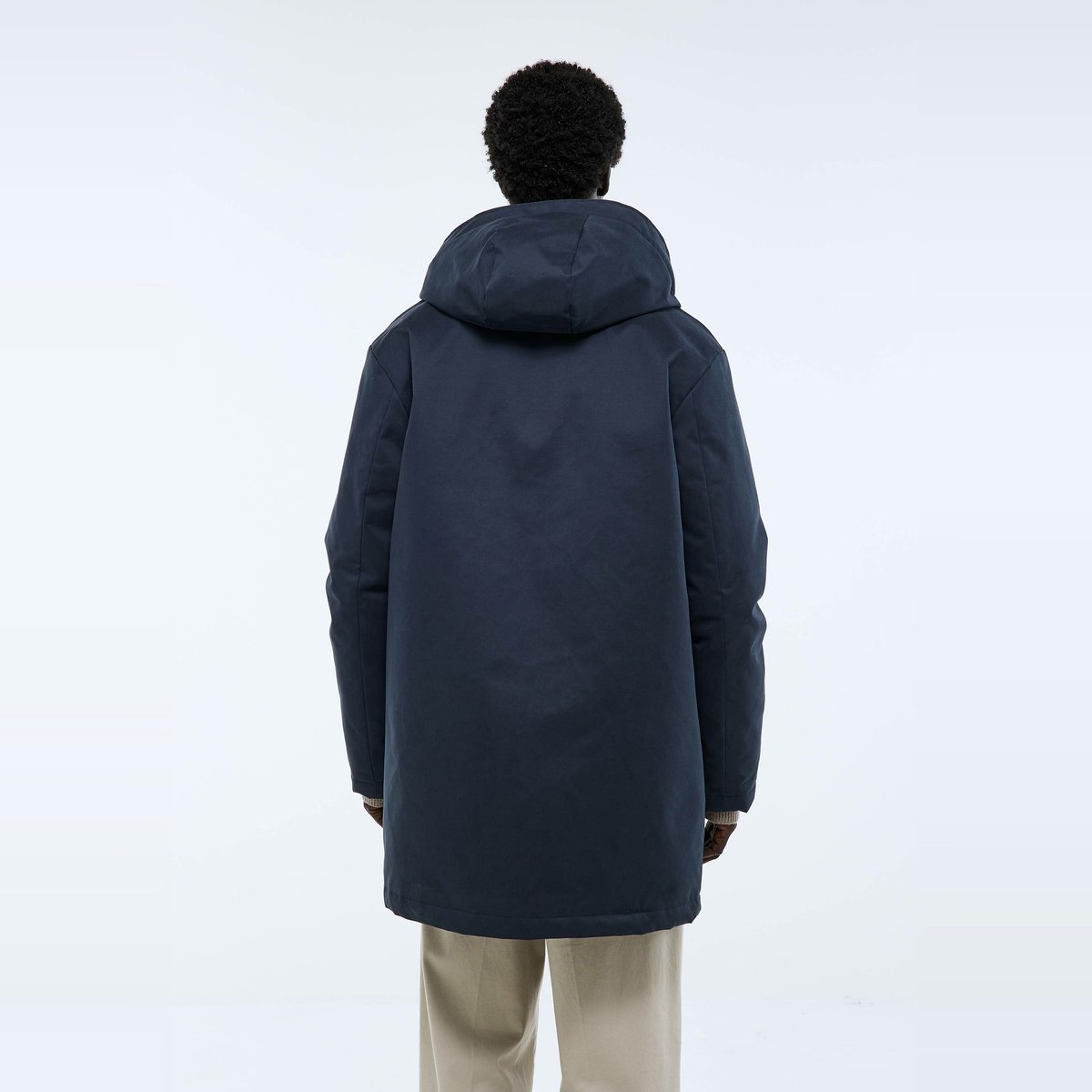 Parka à capuche déperlante en coton marine, MONOPRIX