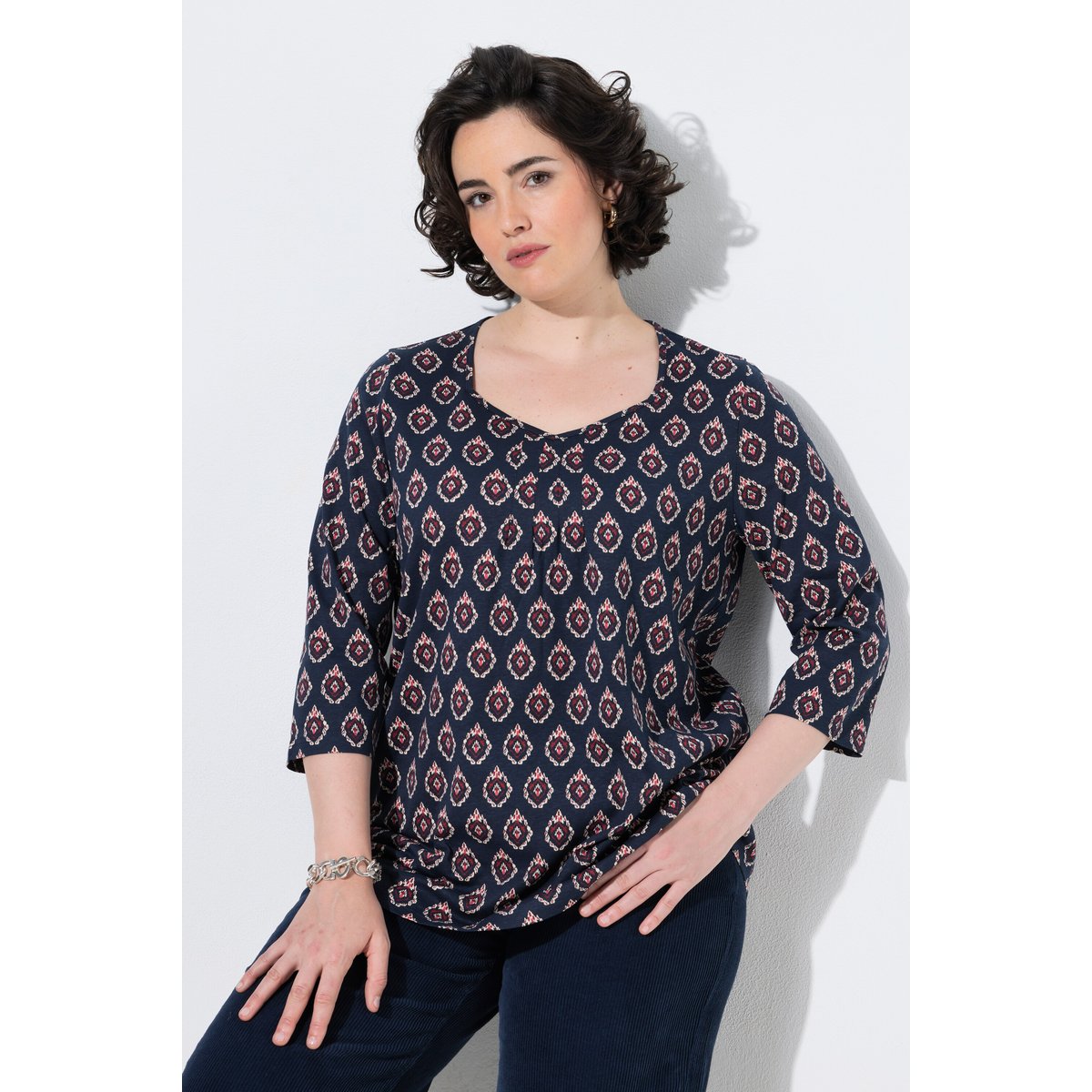 T-shirt à manches 3/4 marine, ULLA POPKEN