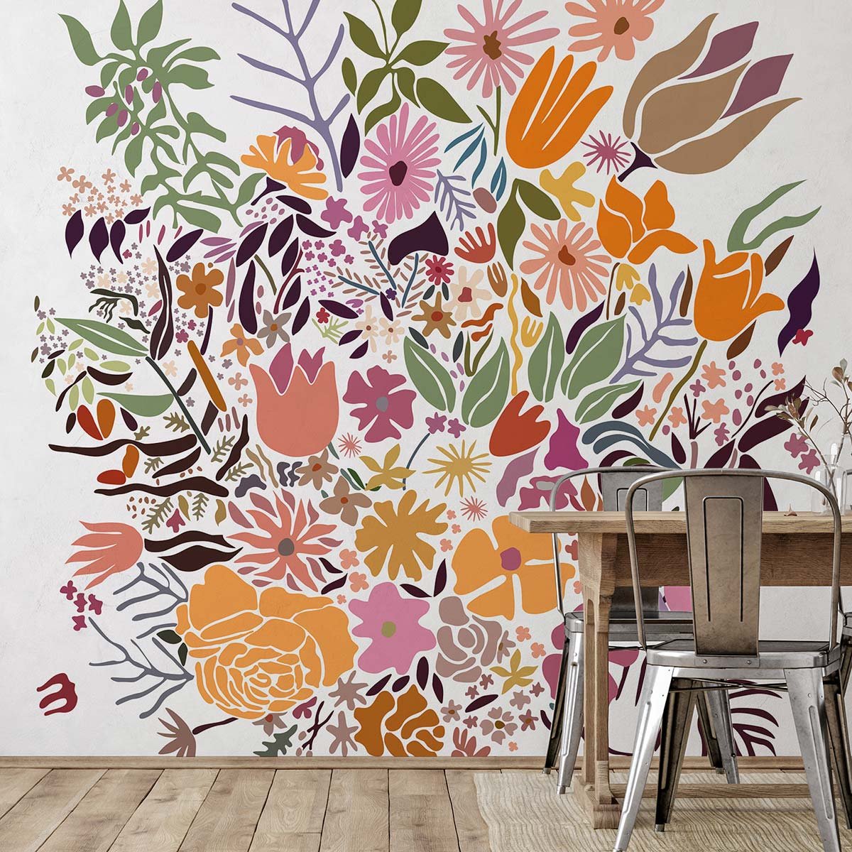 Papier peint, marché aux fleurs chambre multicolore, HEXOA