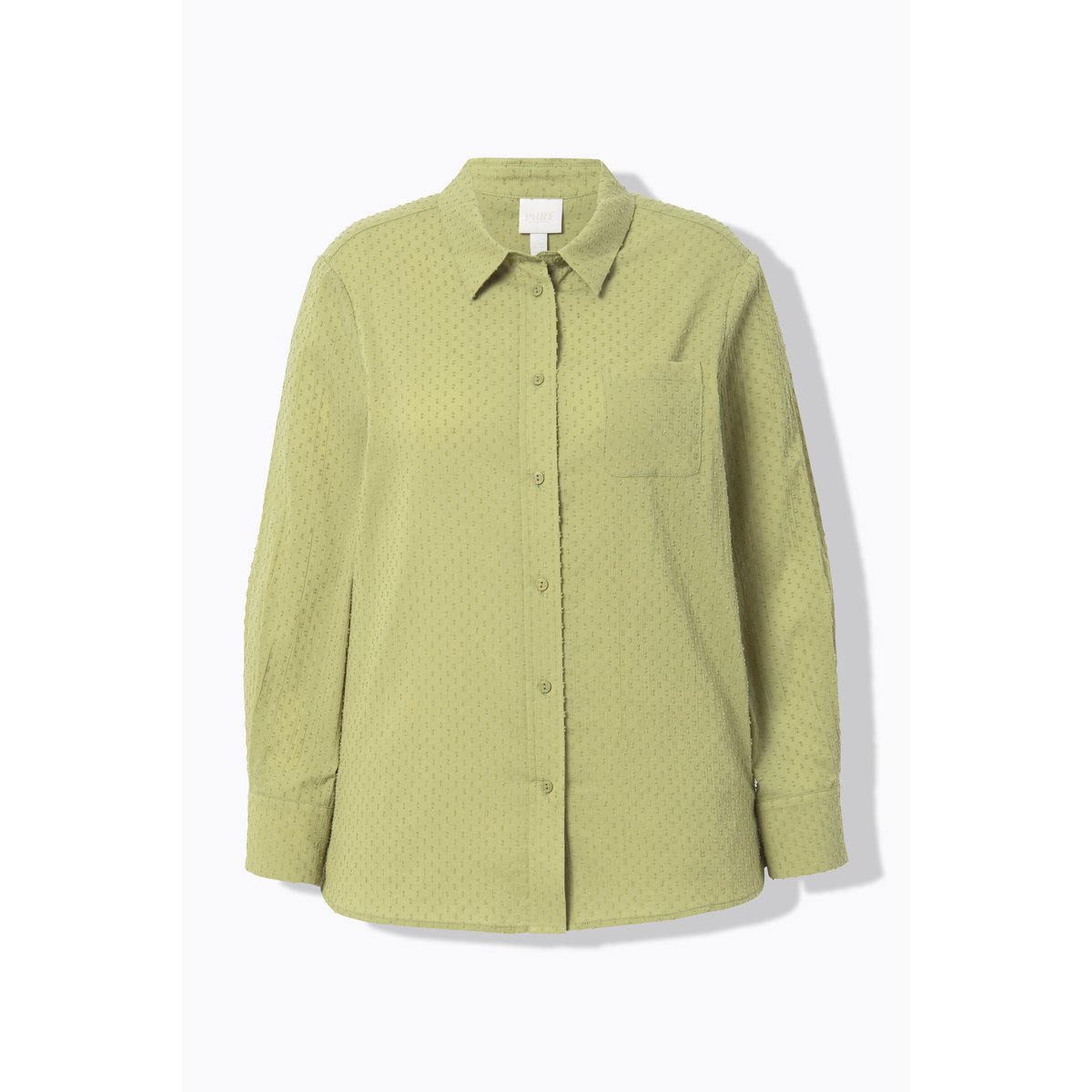 Blouse, pois, col chemise, manches longues sauge, ULLA POPKEN