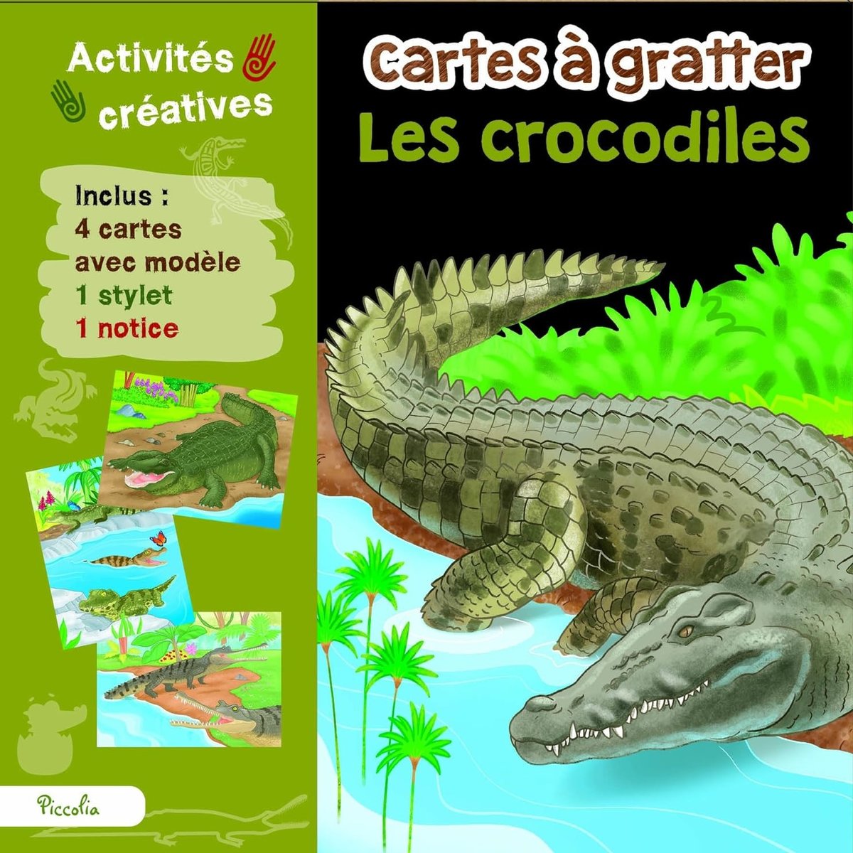 Cartes à gratter Les crocodiles vert, PICCOLIA EDITIONS