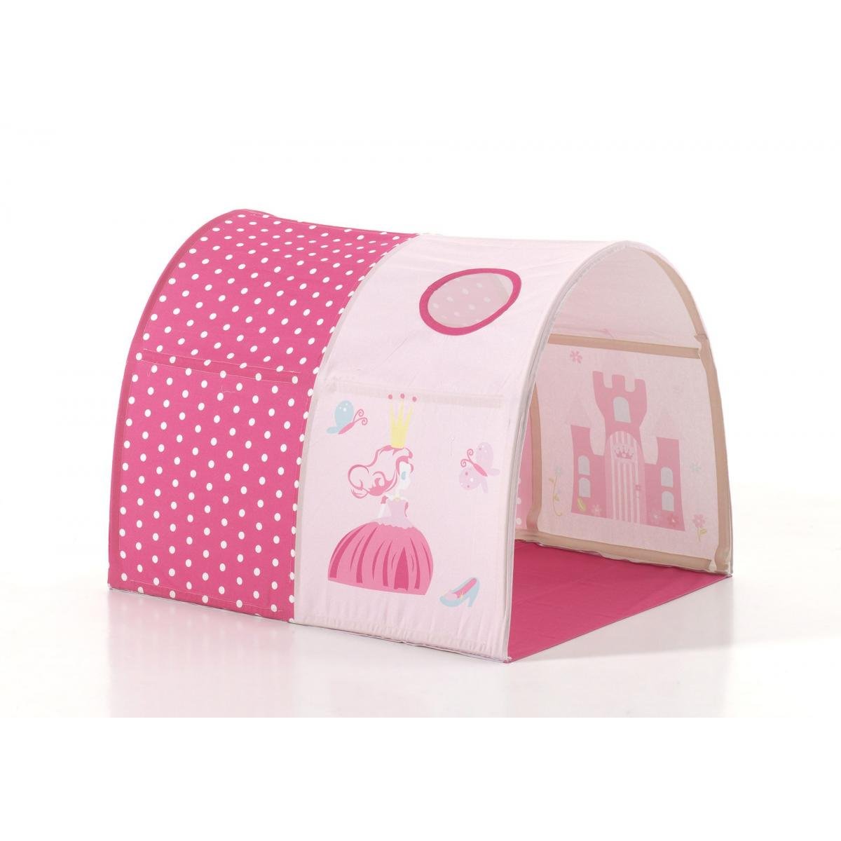 Scott Lit Mezzanine Toboggan et Rideau Princess, Tunnel et 3 Sacs Rangement couleur unique, VIPACK