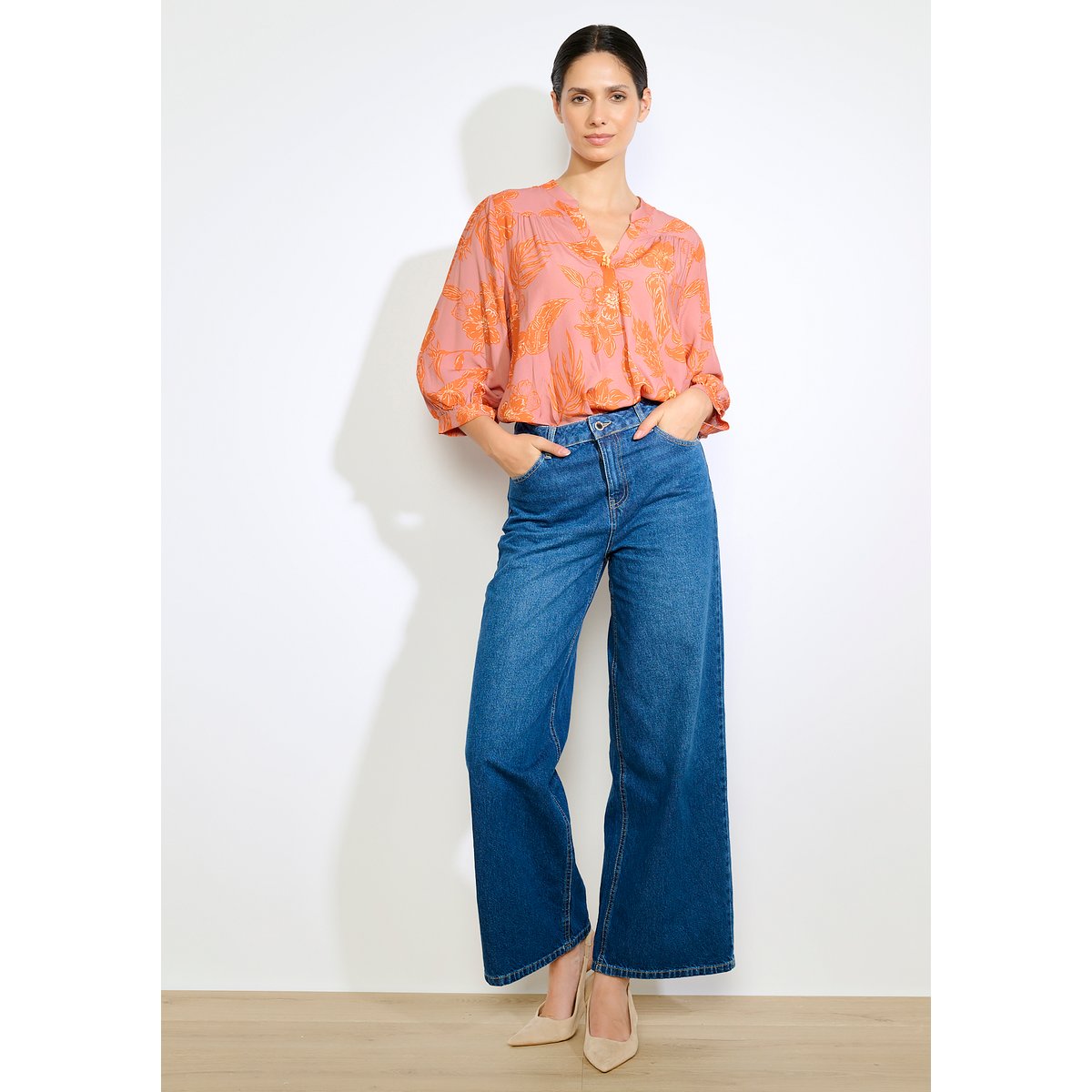 Jean large taille haute medium blue, LOLALIZA