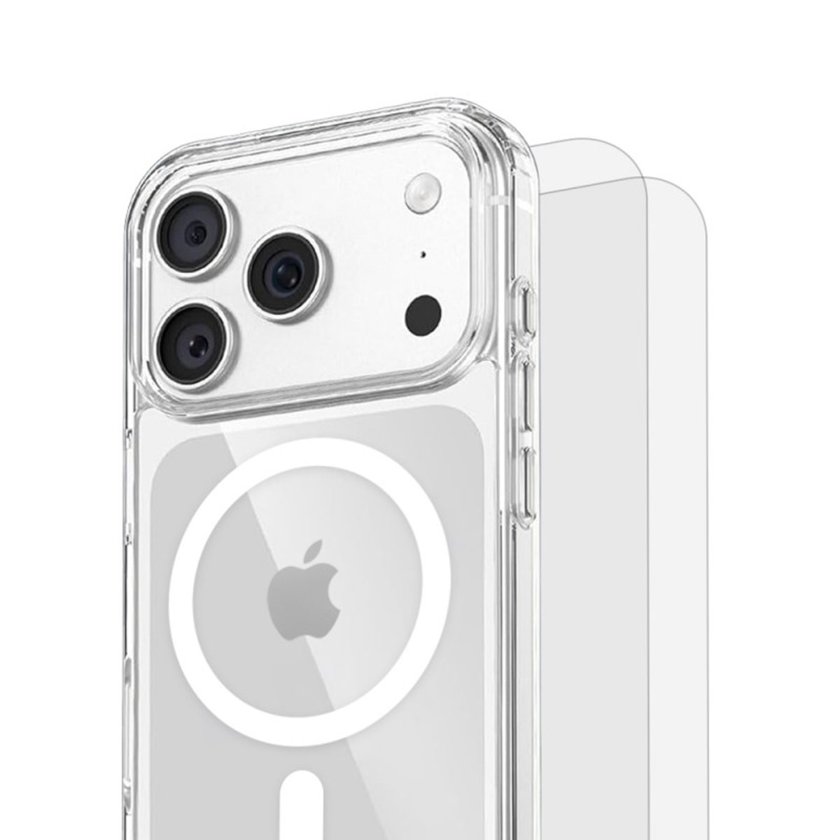 Coque Anti-choc compatible Magsafe pour iPhone 17 Pro Max Transparente + 2 protections écran et 2 protections objectif caméra transparent, EVETANE