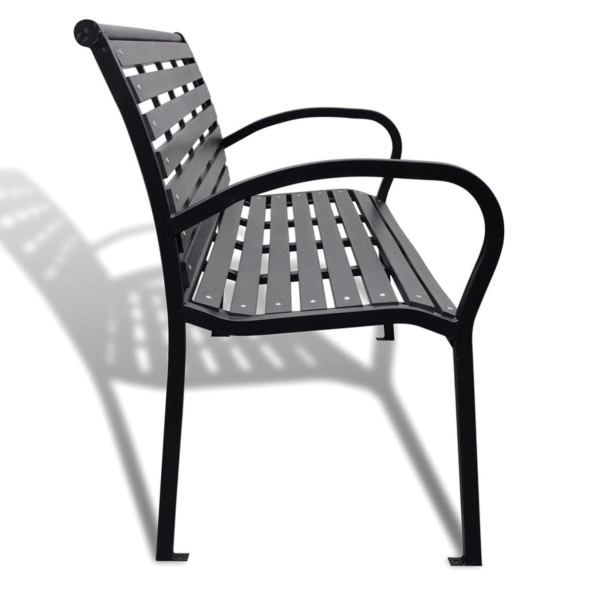 Banc de jardin au style industriel noir, HOME MAISON