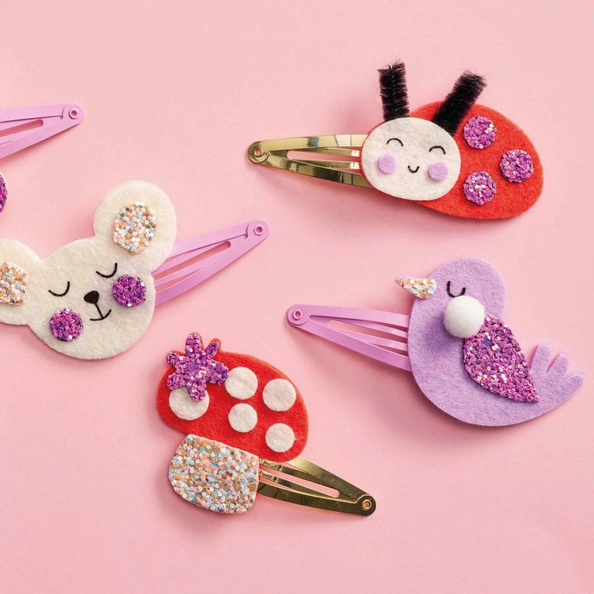 6 Barrettes À Créer Jardin Fleuri rose, JANOD