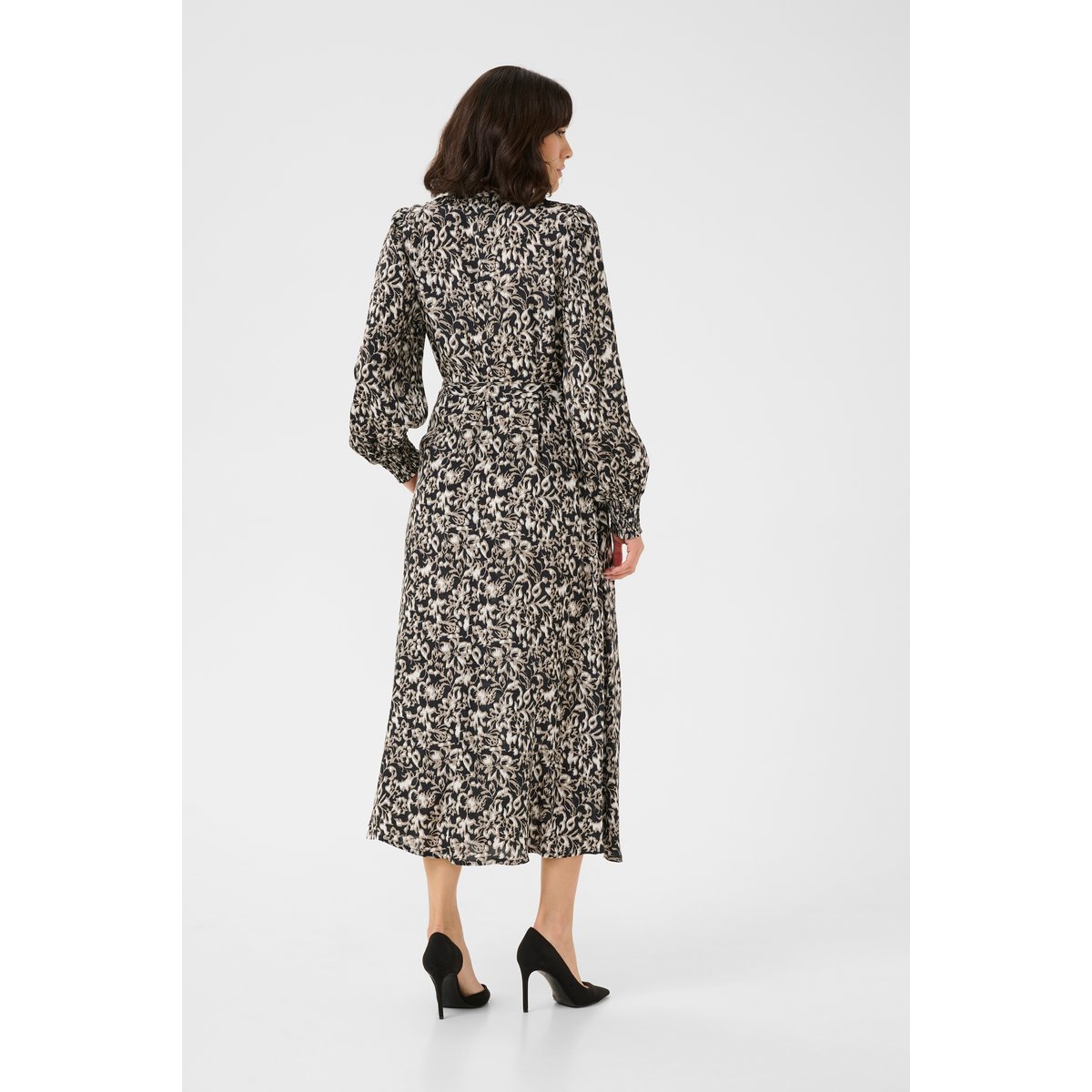 Dress noir/gris elefants. graphicflower, KAFFE