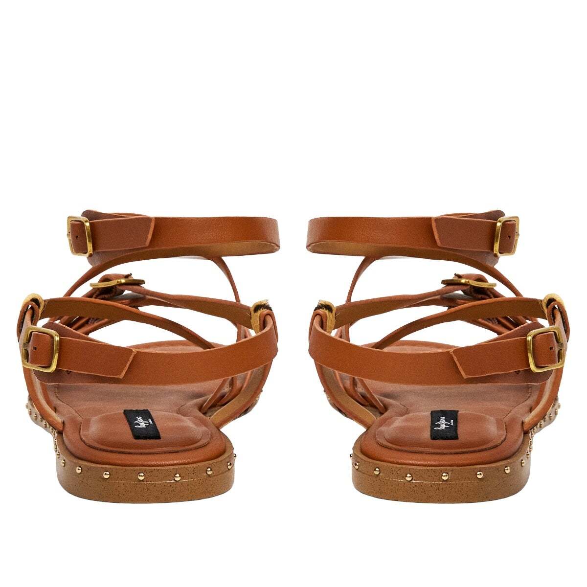 Sandales Plates Détails Imprimé Animal brun cognac, PEPE JEANS