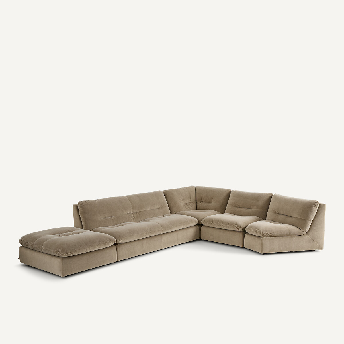 3-zits modulaire zetel in stonewashed fluweel, GIULIANO grijs shiitaké, AM.PM
