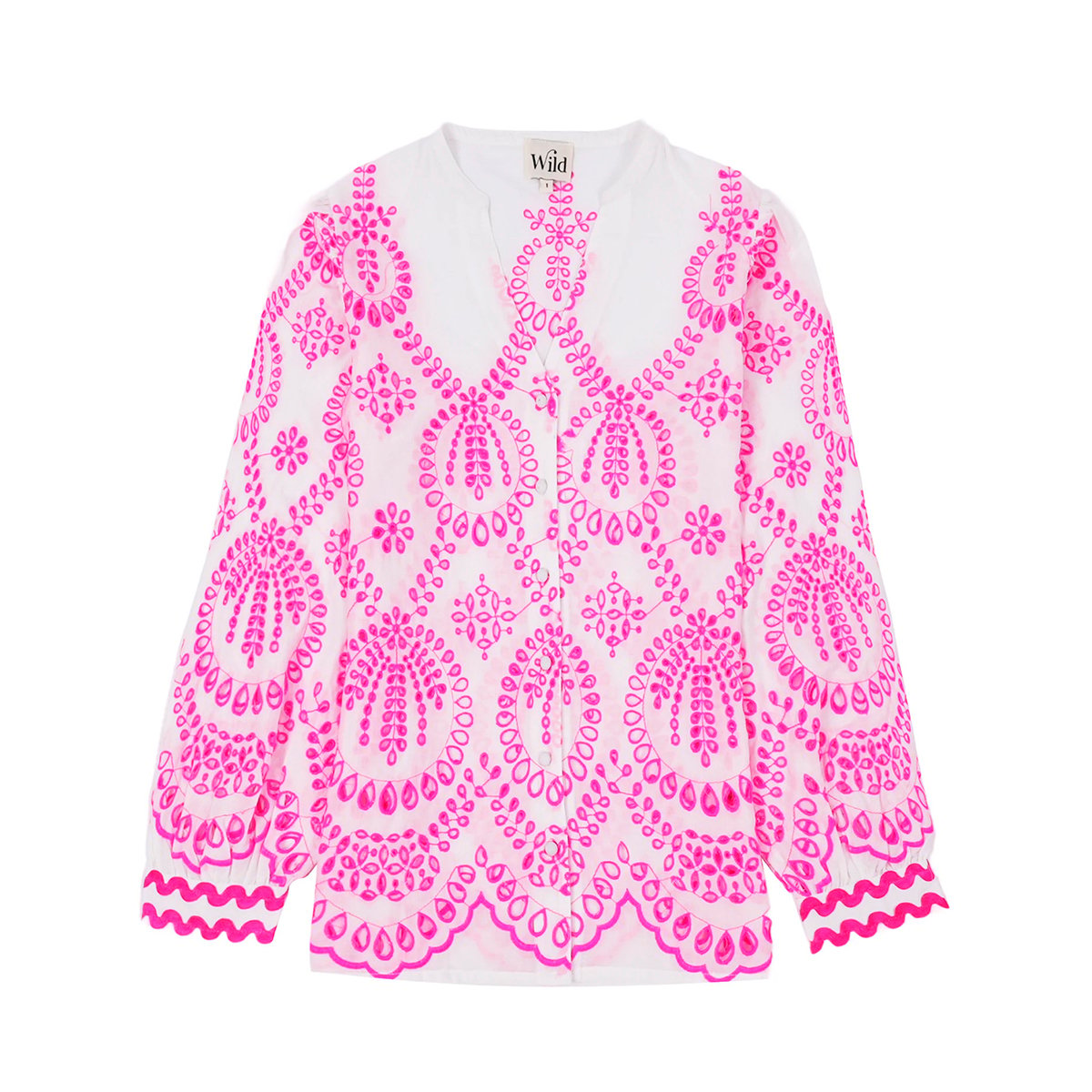 Blouse avec broderies col V CAMINO blanc, WILD