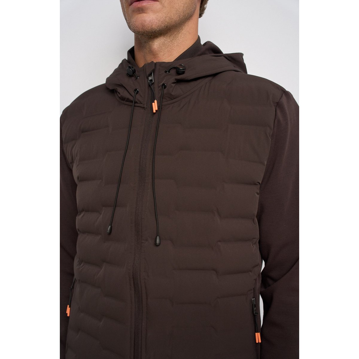 VESTE AVEC MÉLANGE DE MATIÈRES marron, SALSA JEANS