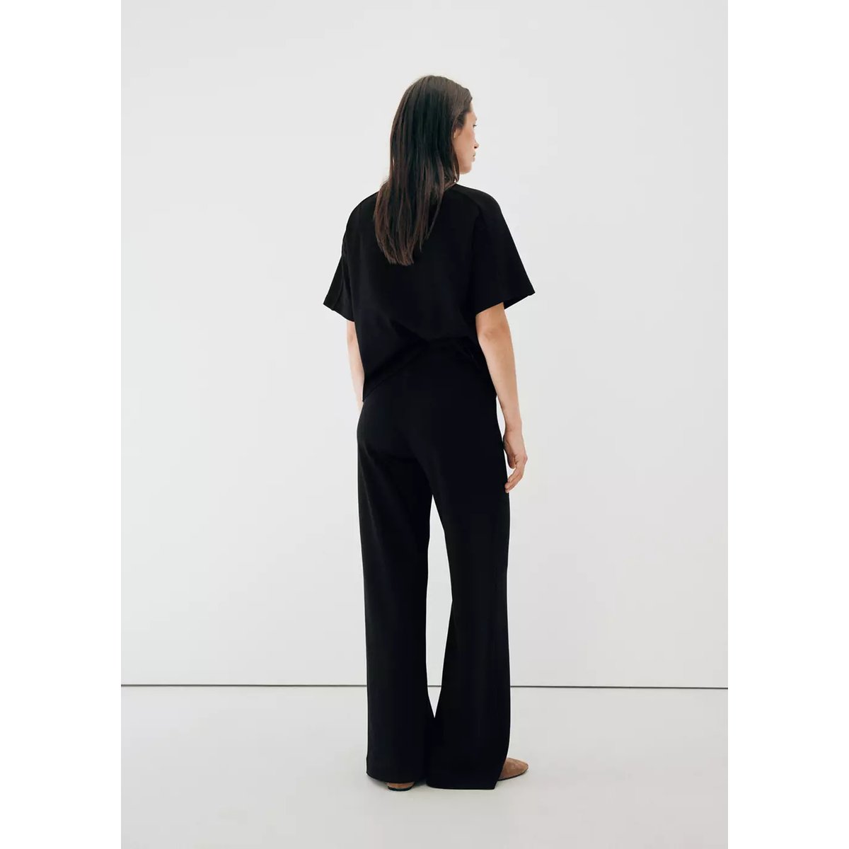 T-shirt de maternité avec détails de couture noir, MANGO
