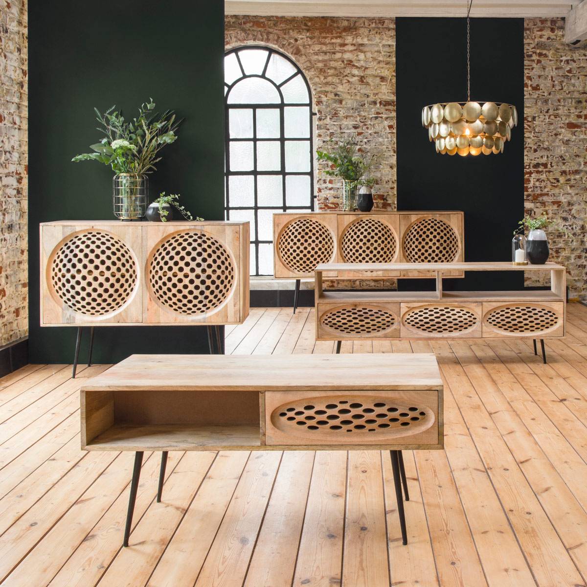 Table basse en bois de manguier 942 noir, MADE IN MEUBLES