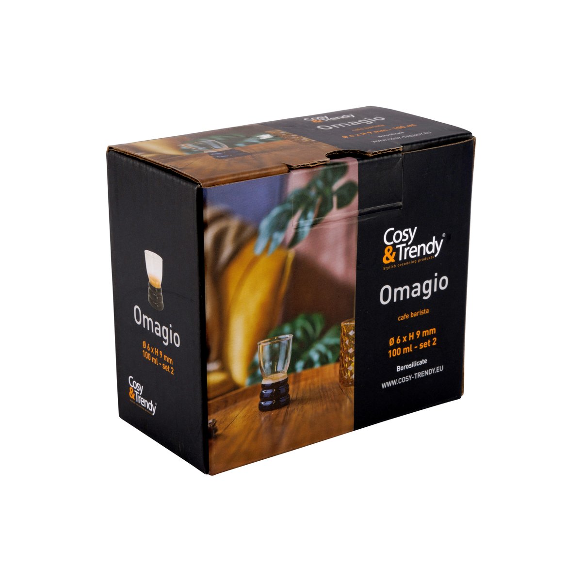 Lot de 2  baristas à expresso en verre borosilicate, OMAGIO transparent, COSY&TRENDY