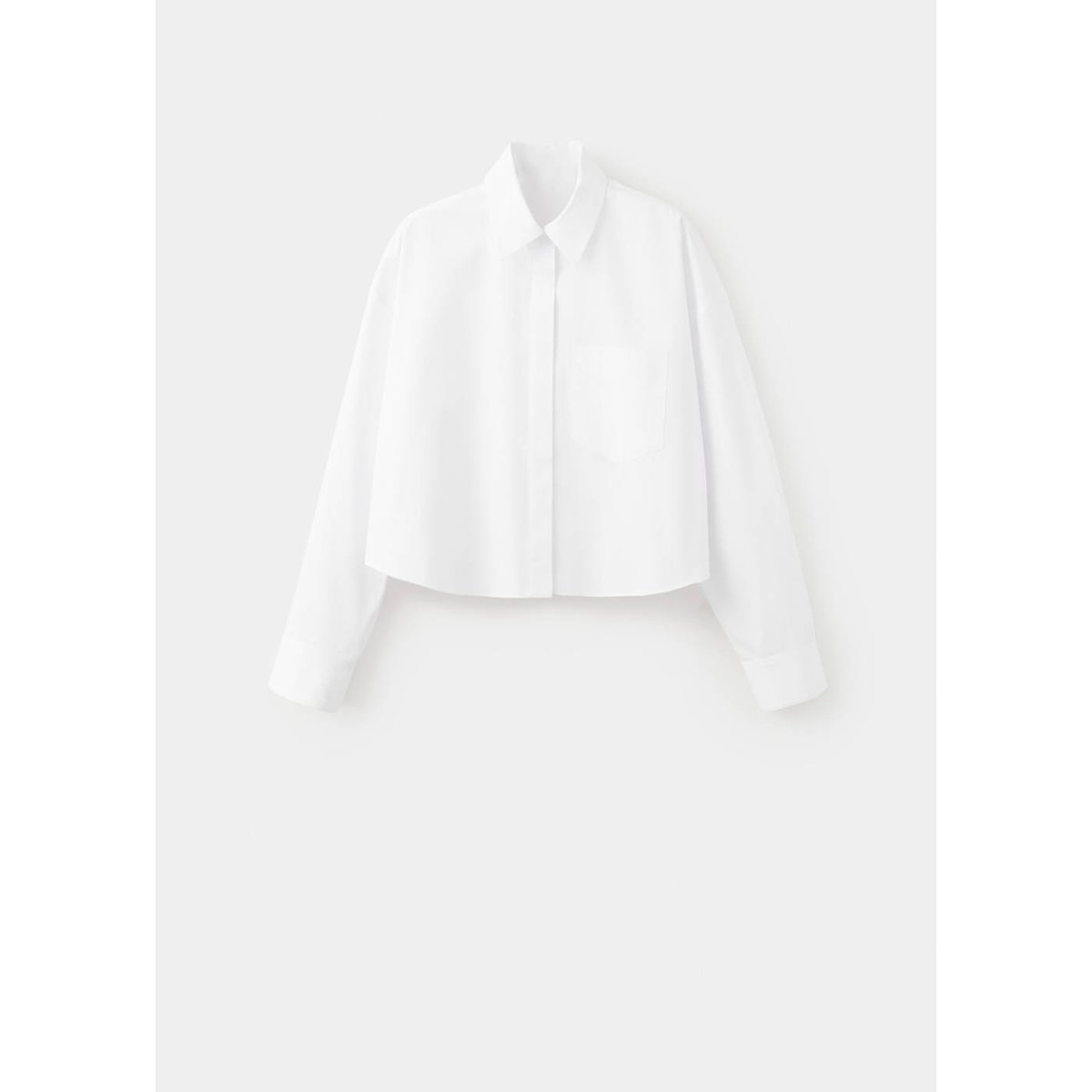 Chemise crop poche blanc cassé, MANGO