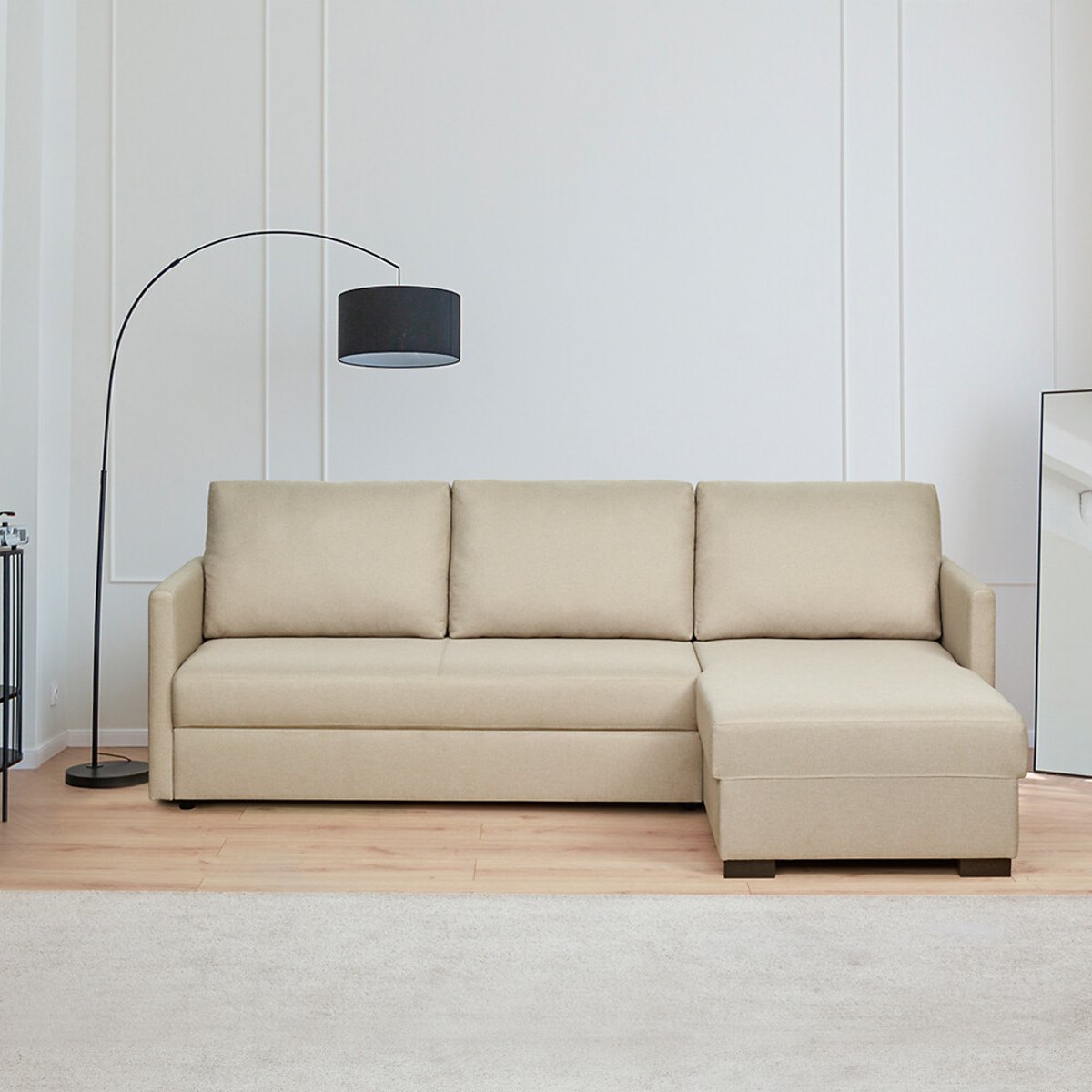 Sofá Roma, de 3 lugares reversível, Lourini® bege, LOURINI