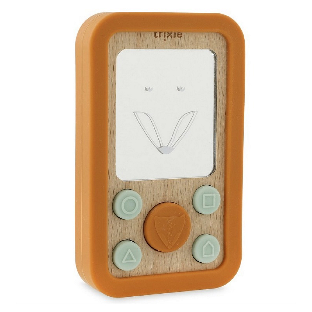 Telephone en silicone et bois Mr. Fox marron, TRIXIE BABY