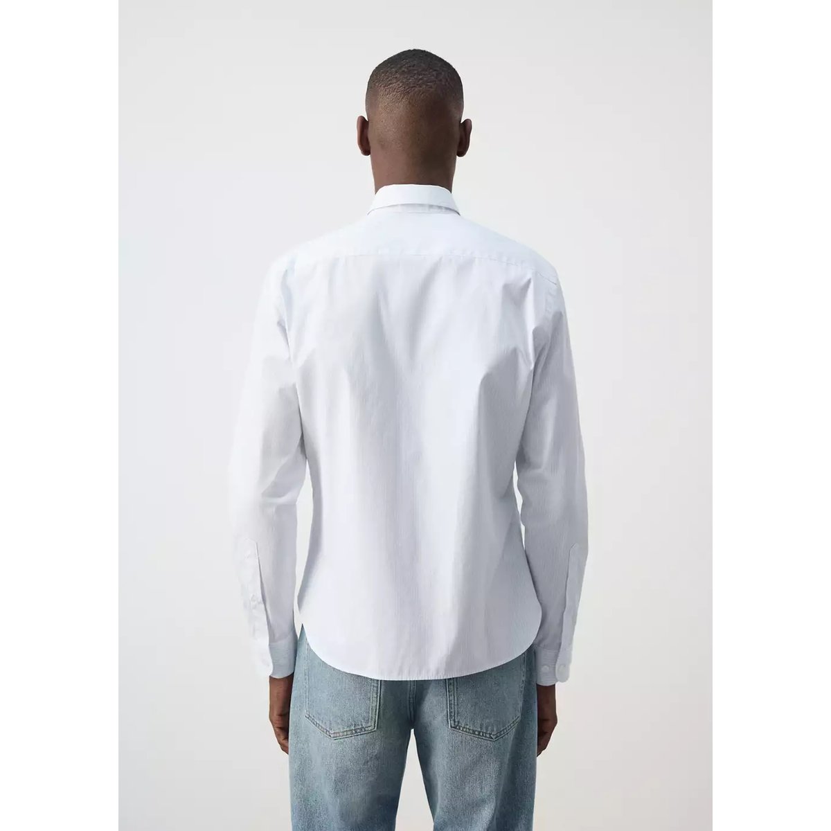 Chemise coton rayures regular-fit blanc, MANGO MAN