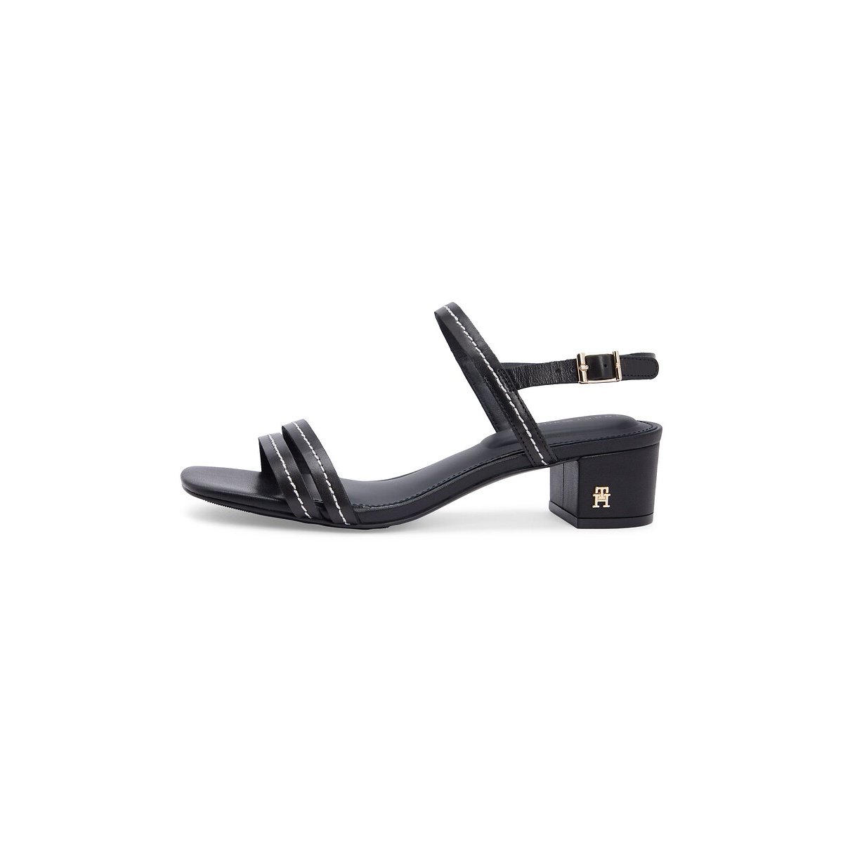 Sandales à talons en cuir noir, TOMMY HILFIGER