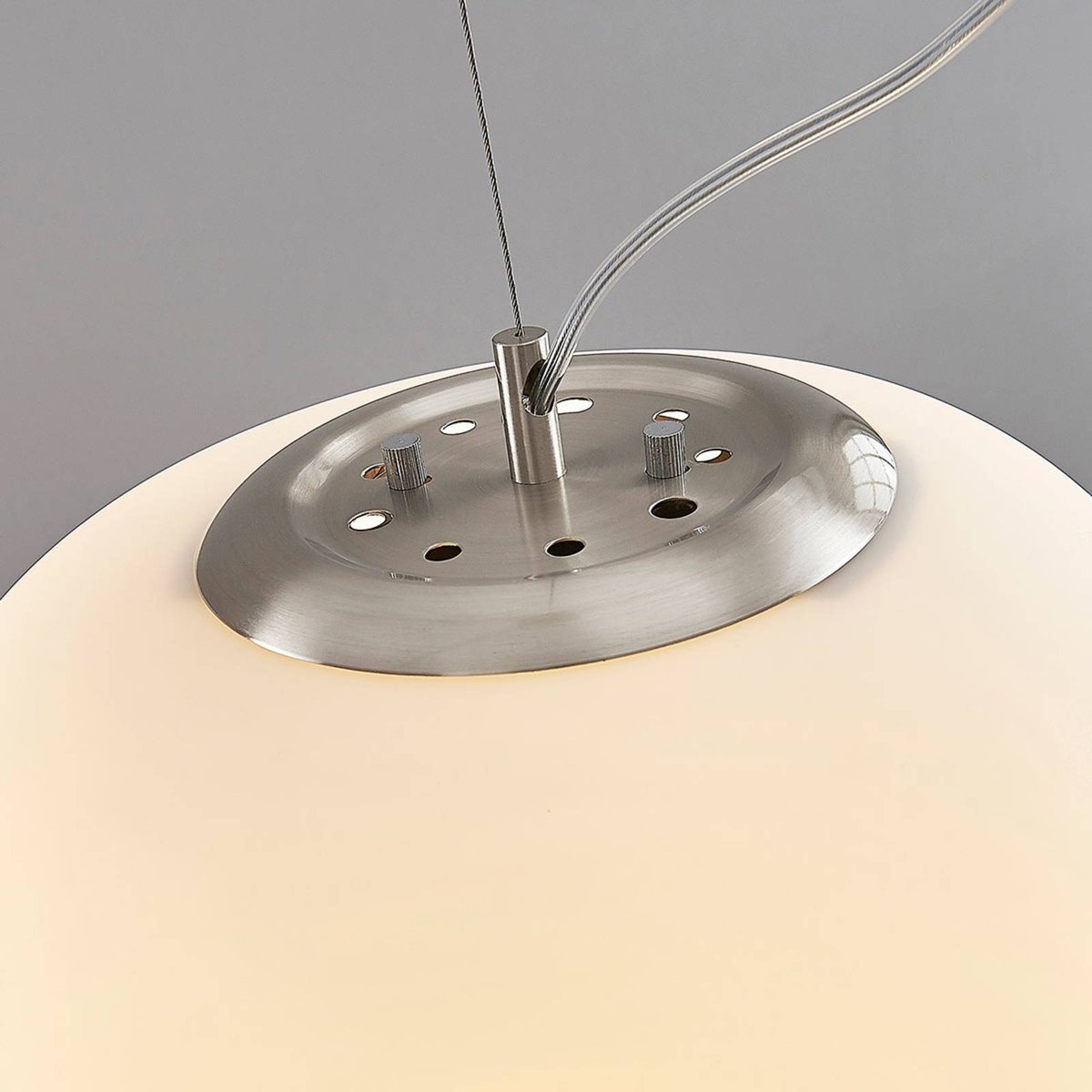 Suspension en verre moderne blanc, chrome, LINDBY