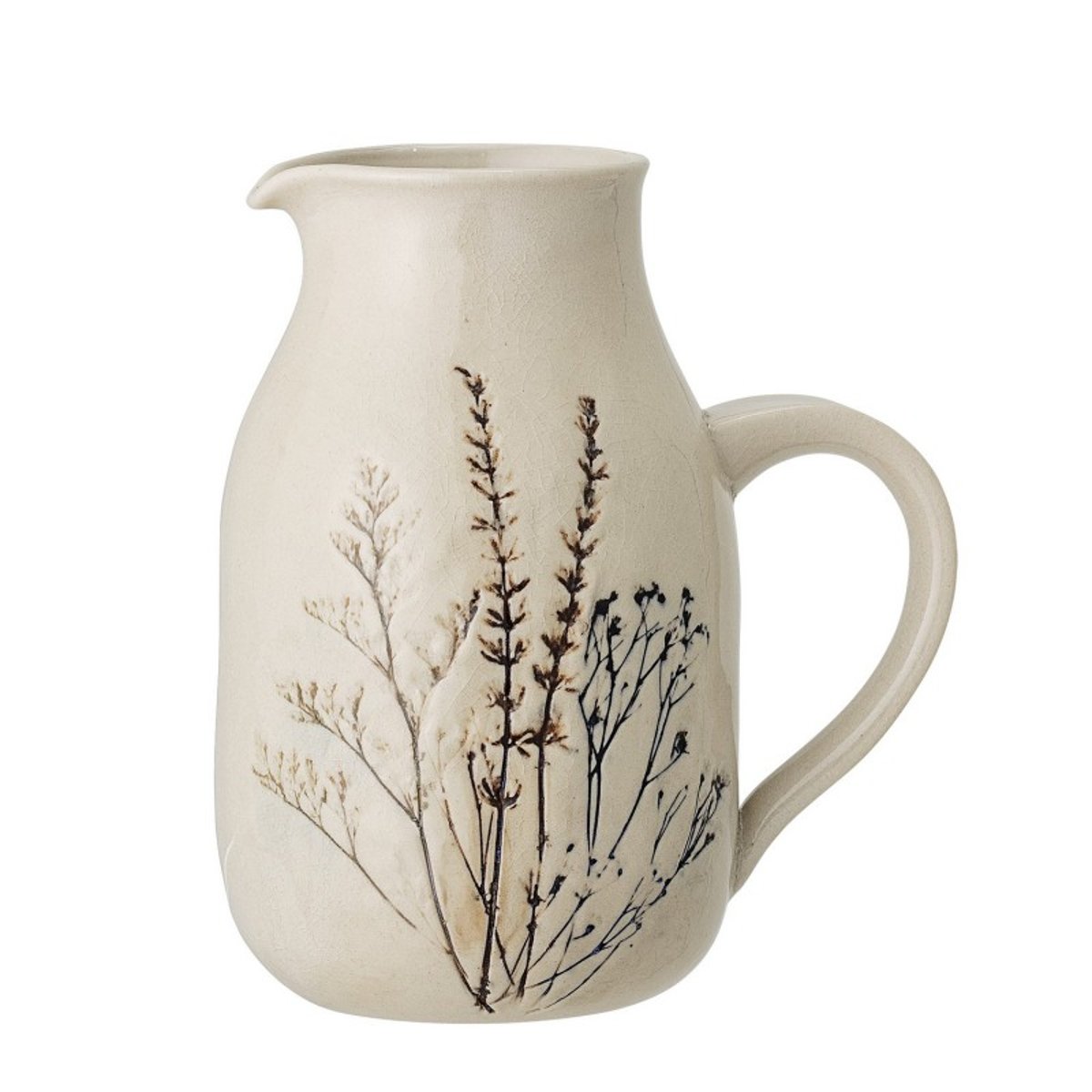 Carafe grès peint motif floral  BEA écru, BLOOMINGVILLE