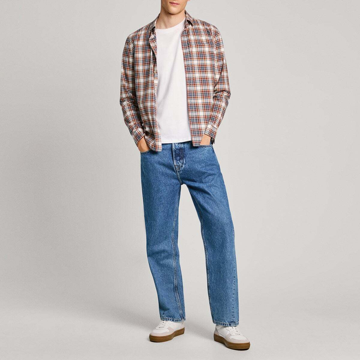 Chemise Coupe Regular À Carreaux orange rouille, PEPE JEANS