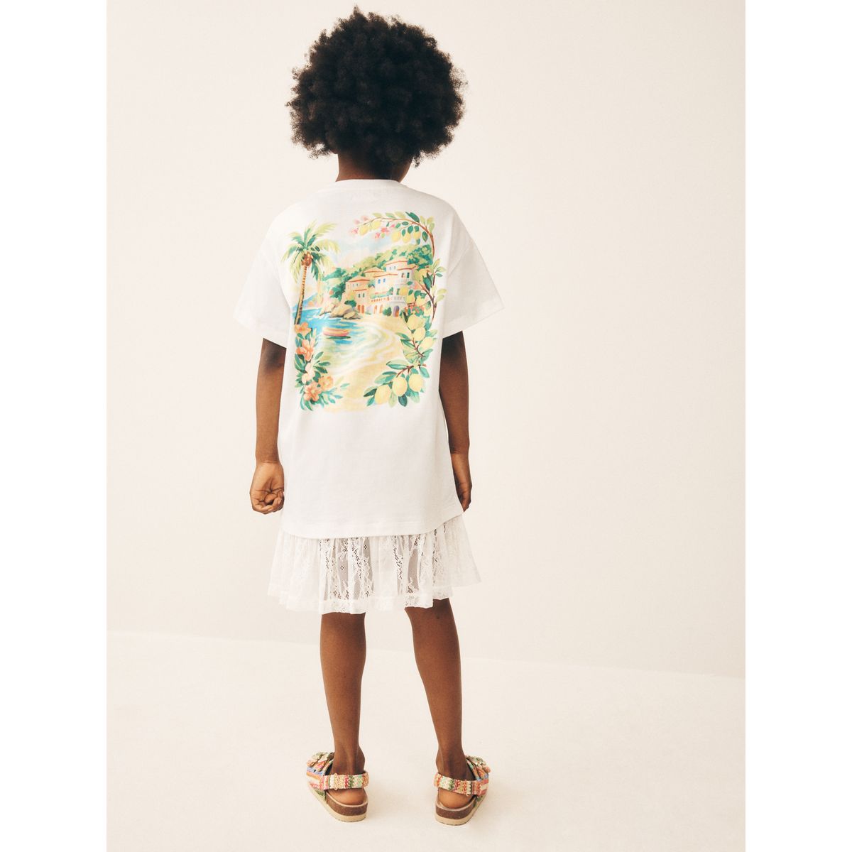 Robe t-shirt 2-en-1 en dentelle blanc, NEXT