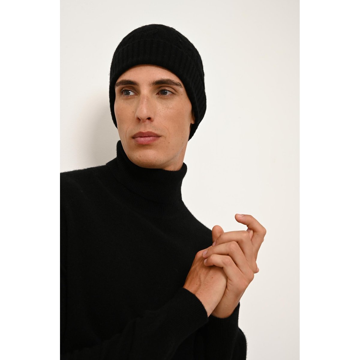 Pull Col Roulé Noir Connor noir, JUST CASHMERE