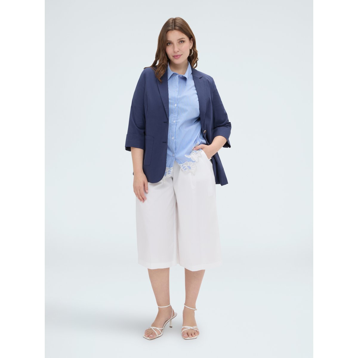 Blazer à manches trois-quarts bleu, FIORELLA RUBINO
