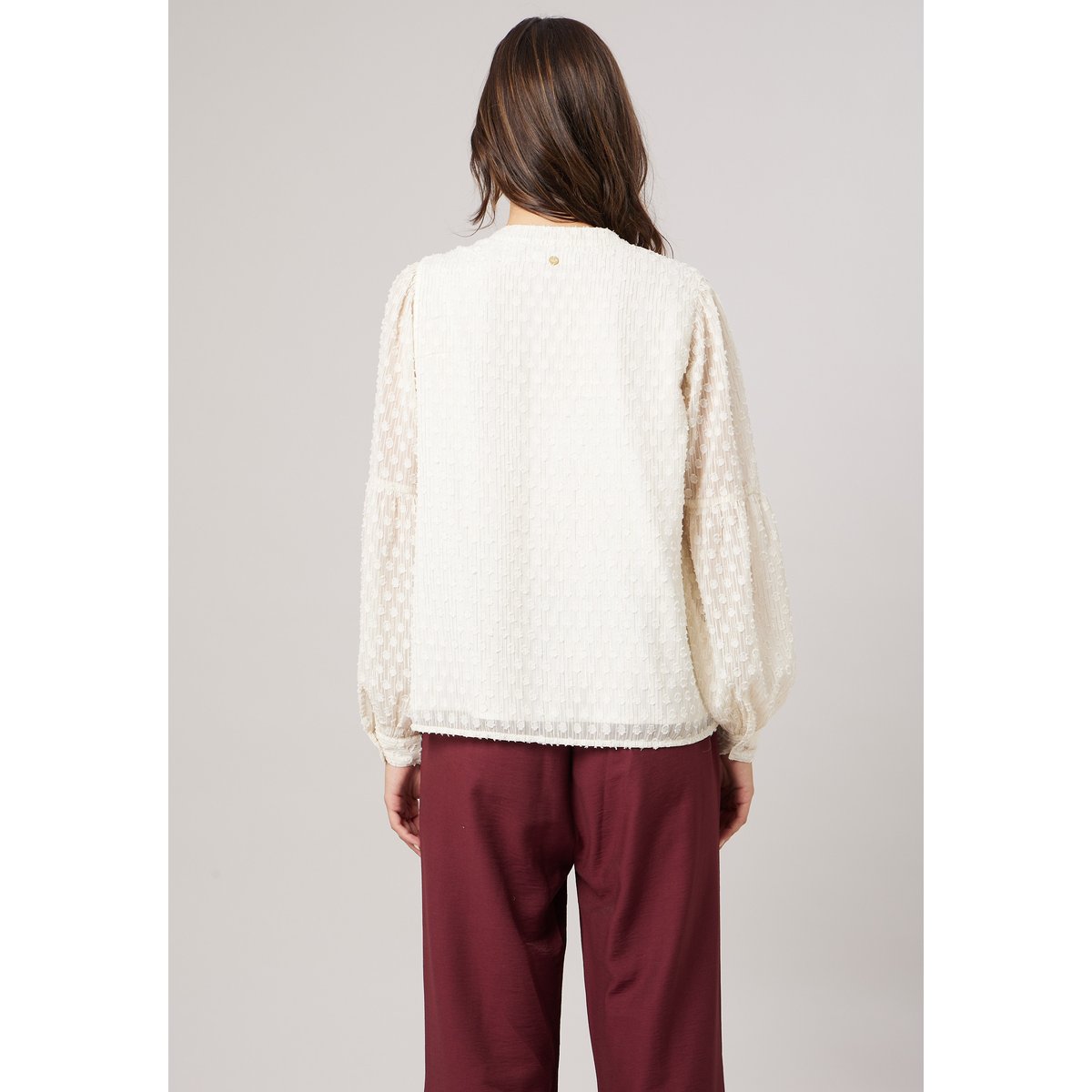 Blouse femme texturée à manches transparentes CONSTANZA off white, DEELUXE