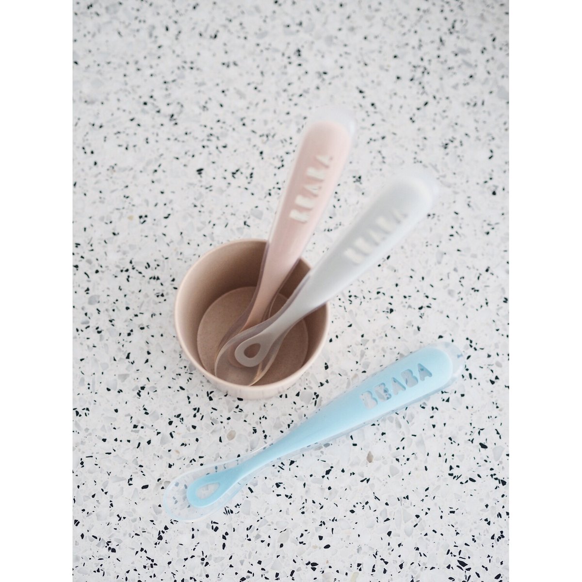 Lot de 2 cuillères silicone 1er âge bleu venteux, BEABA