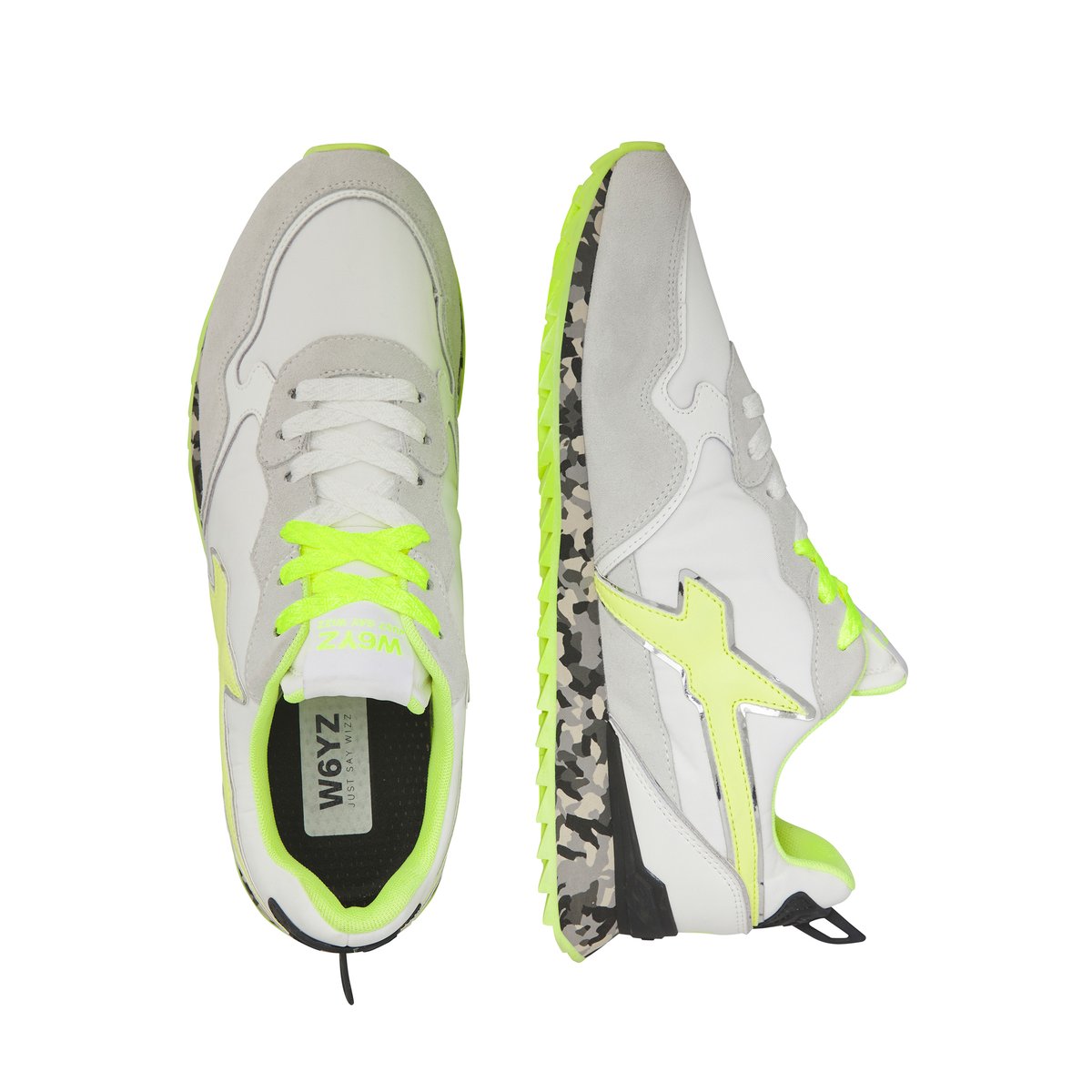 Sneakers en tissu technique et en daim JET-M. blanc-jaune-, W6YZ