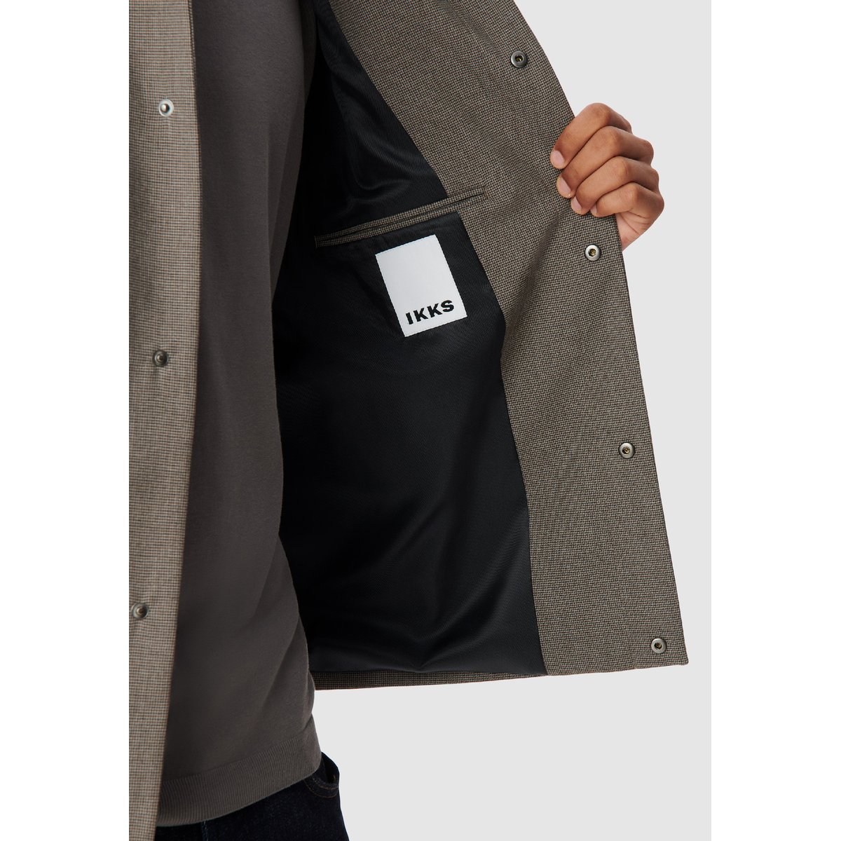 Veste de costume motif pied-de-puce marron havane, IKKS