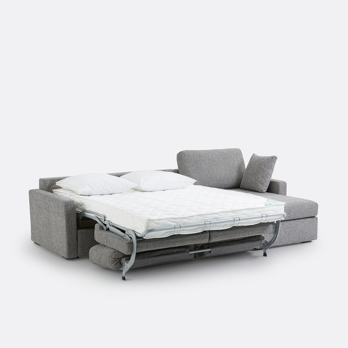 Canapé d'angle, convertible, 4 places, en texturé chiné, Comfort Bultex®, TIMOR gris clair, LA REDOUTE INTERIEURS