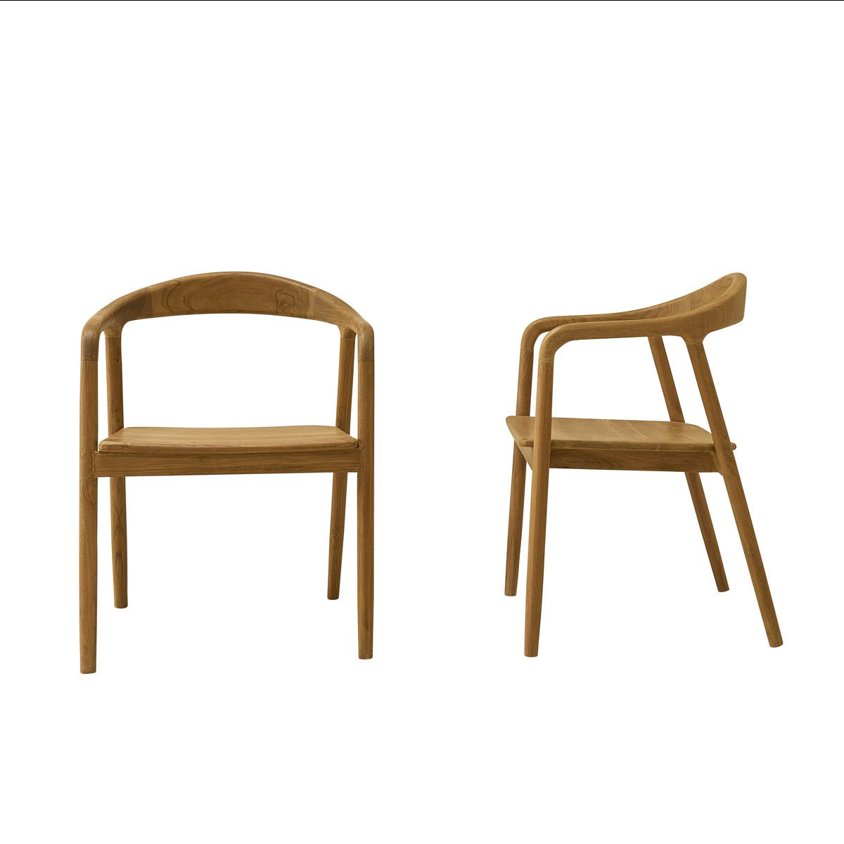 Lot de 2 chaises en teck massif  AMBRE naturel, BERAH GETAH