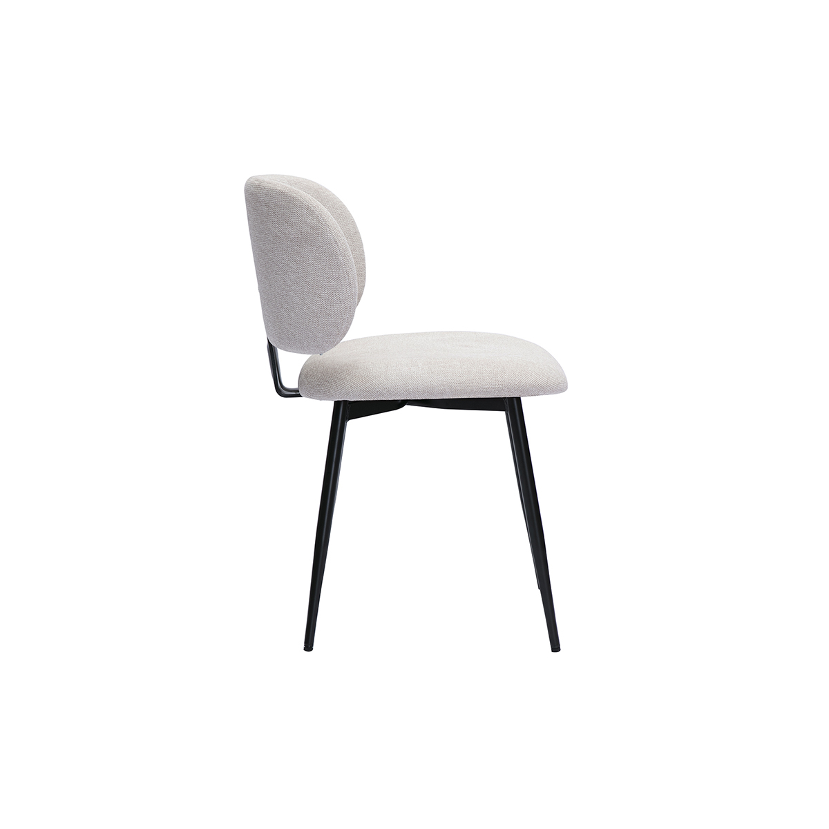 Chaises en tissu effet velours texturé beige et métal noir (lot de 2) ATRIUM beige, MILIBOO