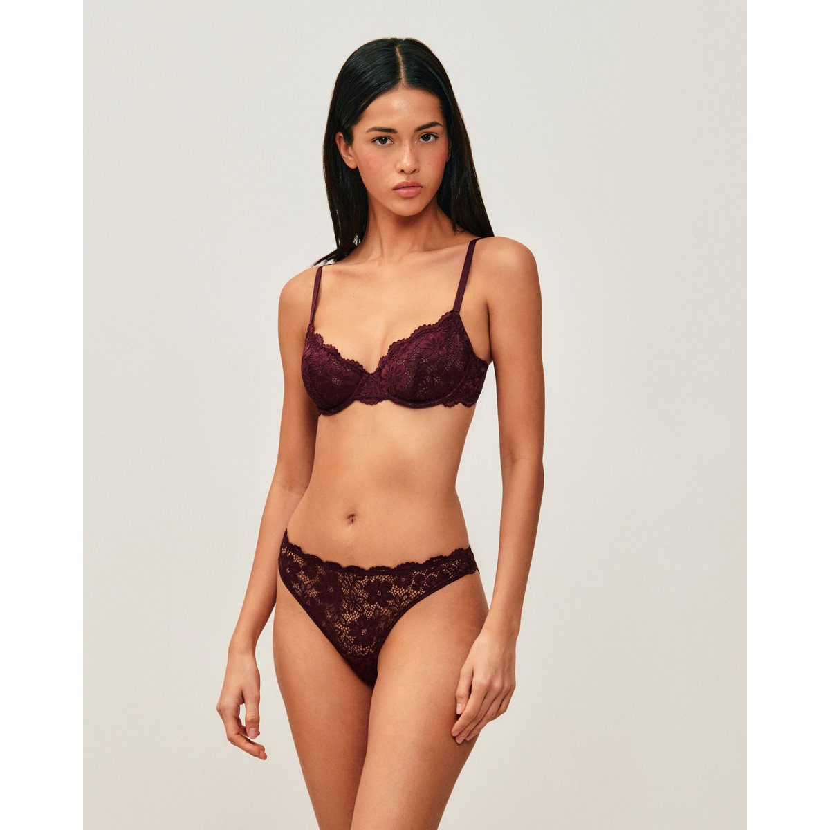 Soutien-gorge corbeille en dentelle florale FAVORIZ marron, UNDIZ