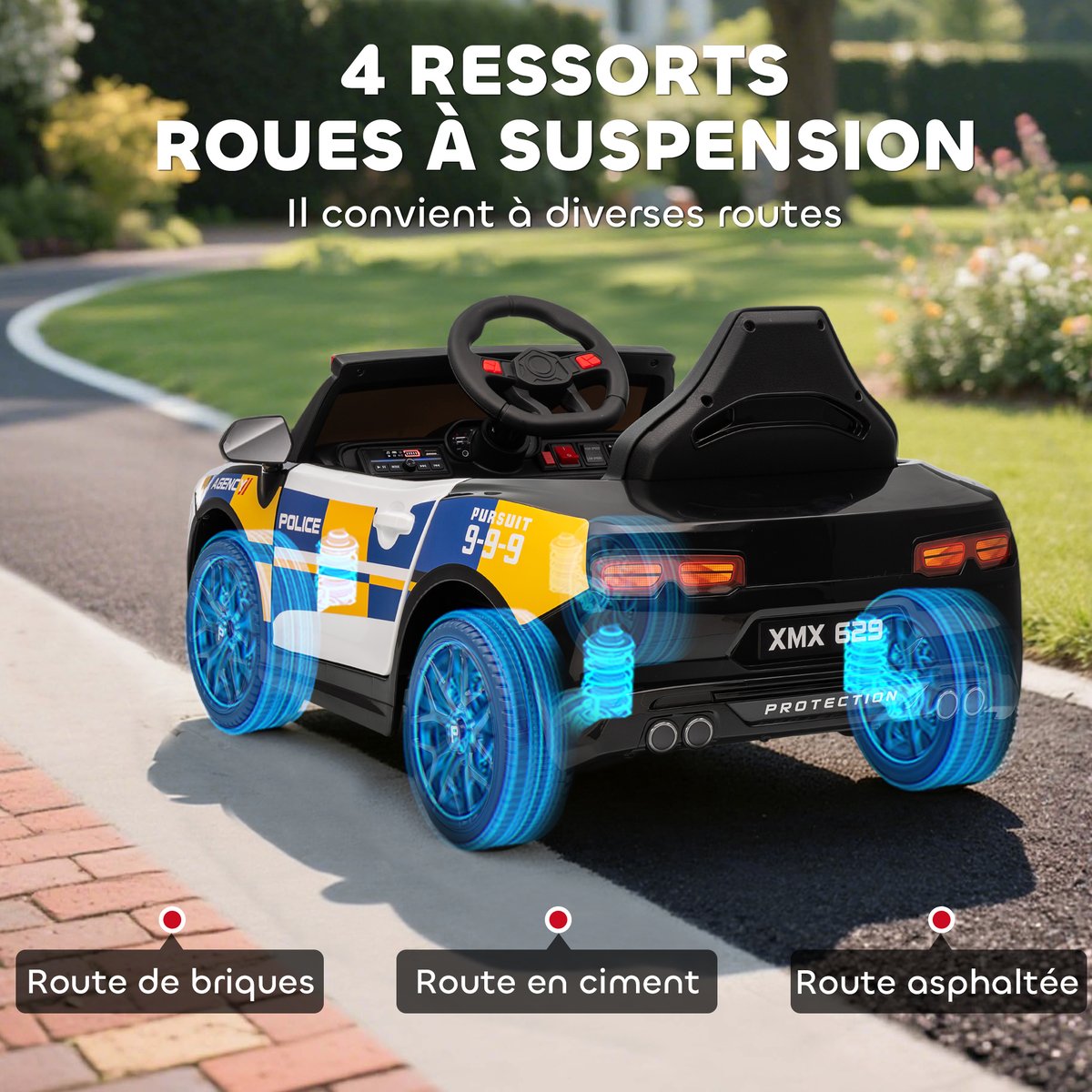Voiture électrique à conducteur assis multicolore, AIYAPLAY