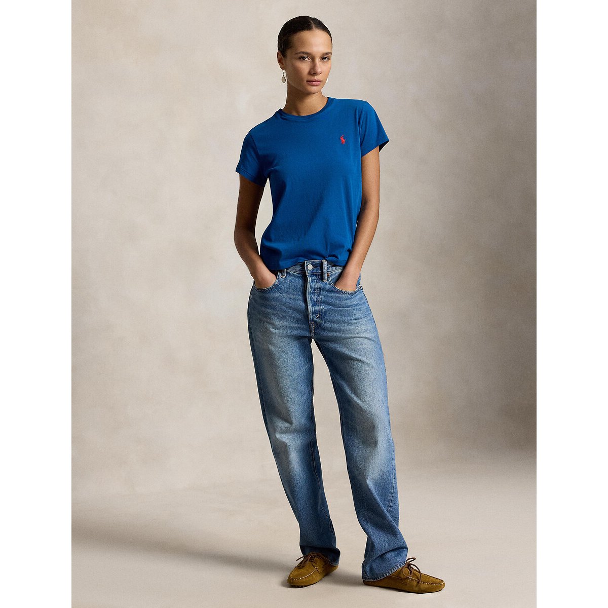 T-shirt col rond à manches courtes bleu, POLO RALPH LAUREN