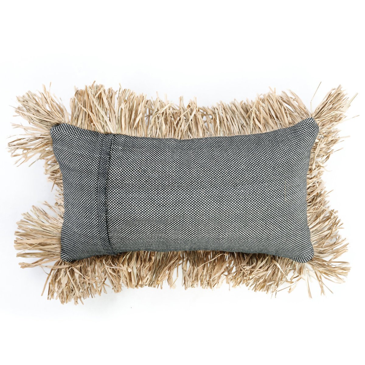 Housse de coussin en coton et raphia BONITA noir beige, BAZAR BIZAR